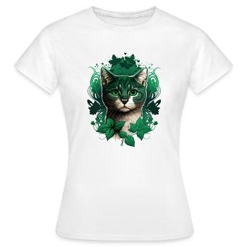 Chat avec cadre en lierre - T-shirt Femme - blanc - Devant - AI Model Female 172 dark (172cm)