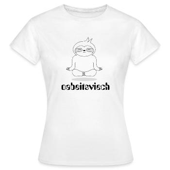 FAULTIER - Oabeitsviech - Arbeitstier, Wortwitz - Frauen T-Shirt - Weiß - Vorne - AI Model Female 172 dark (172cm)