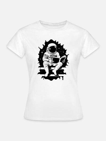 Astronaut liest ein Buch - Frauen T-Shirt - Weiß