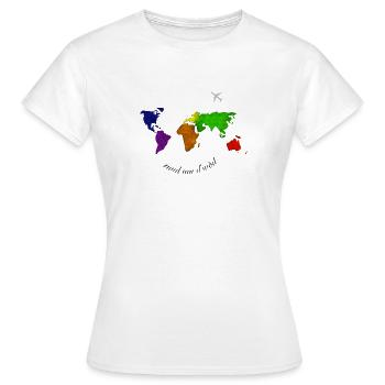 rund um d'Wöd - rund um die Welt, Dialekt - Frauen T-Shirt - Weiß - Vorne - AI Model Female 172 dark (172cm)
