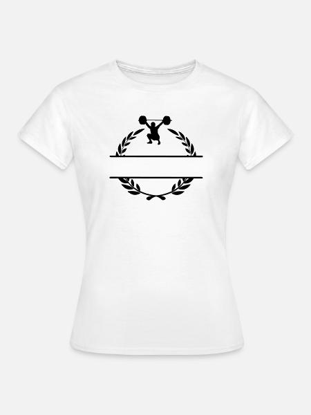 Gewichtheber im Lorbeerkranz - Frauen T-Shirt - Weiß