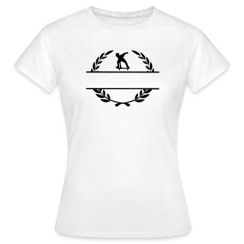 Skateborder Monogramm im Lorbeerkranz - Frauen T-Shirt - Weiß - Vorne - AI Model Female 172 dark (172cm)