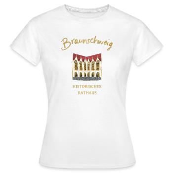 Historisches Rathaus Braunschweig, Niedersachsen - Frauen T-Shirt - Weiß - Vorne - AI Model Female 172 dark (172cm)