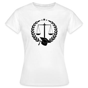 Balance droite dans une couronne de laurier - T-shirt Femme - blanc - Devant - AI Model Female 172 dark (172cm)