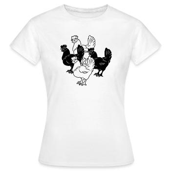 four chickens - Women's T-Shirt - white - Front - AI Model Female 172 dark (172cm)