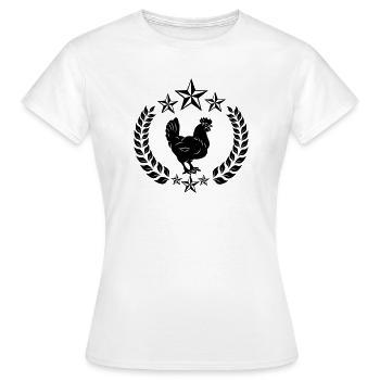 Poulet noir avec étoiles - T-shirt Femme - blanc - Devant - AI Model Female 172 dark (172cm)
