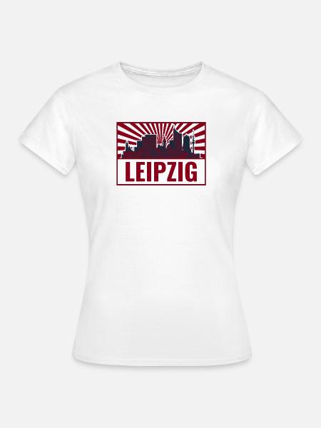Leipzig Skyline Retro Rot - Frauen T-Shirt - Weiß