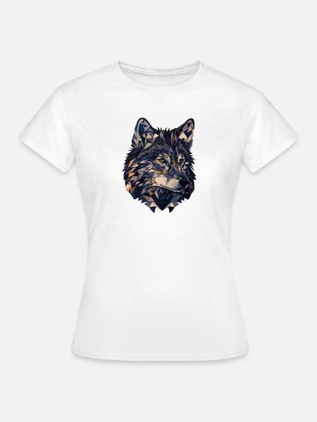 Stilisierter, geometrischer Wolf - Frauen T-Shirt - Weiß