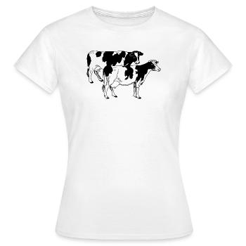 Zwei Kühe schwarz und weiß - Frauen T-Shirt - Weiß - Vorne - AI Model Female 172 dark (172cm)