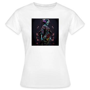 Geisha Dia muerta Floral Ébène - Geisha Zombie - T-shirt Femme - blanc - Devant - AI Model Female 172 dark (172cm)