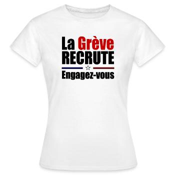 La grève recrute mobilisation - T-shirt Femme - blanc - Devant - AI Model Female 172 dark (172cm)