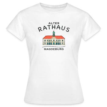 Magdeburg, Historisches Altes Rathaus - Frauen T-Shirt - Weiß - Vorne - AI Model Female 172 dark (172cm)