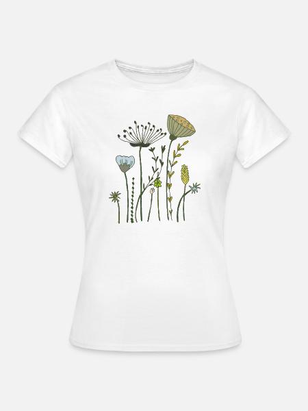 tørkede blomster - T-skjorte for kvinner - hvit