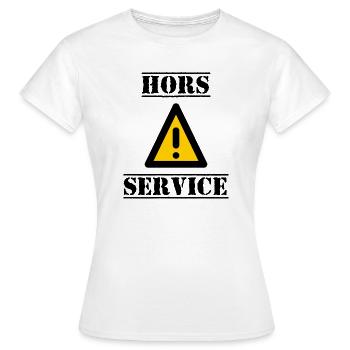 PANNEAU. DANGER. HORS SERVICE. HUMOUR. DRÔLE - T-shirt Femme - blanc - Devant - AI Model Female 172 dark (172cm)