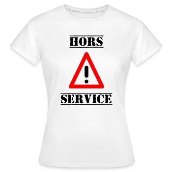 PANNEAU. DANGER. HORS SERVICE. HUMOUR. DRÔLE - T-shirt Femme - blanc - Devant - AI Model Female 172 dark (172cm)