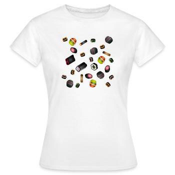 Illustration colorée de bonbons de réglisse Pot-pourri - T-shirt Femme - blanc - Devant - AI Model Female 172 dark (172cm)