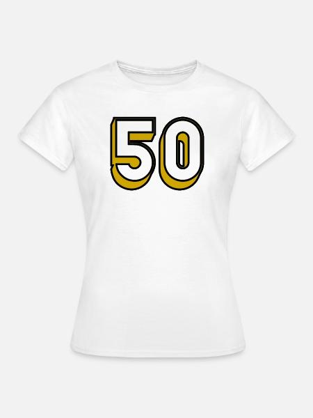 50. VERJAARDAG. GEFELICITEERD - Vrouwen T-shirt - wit