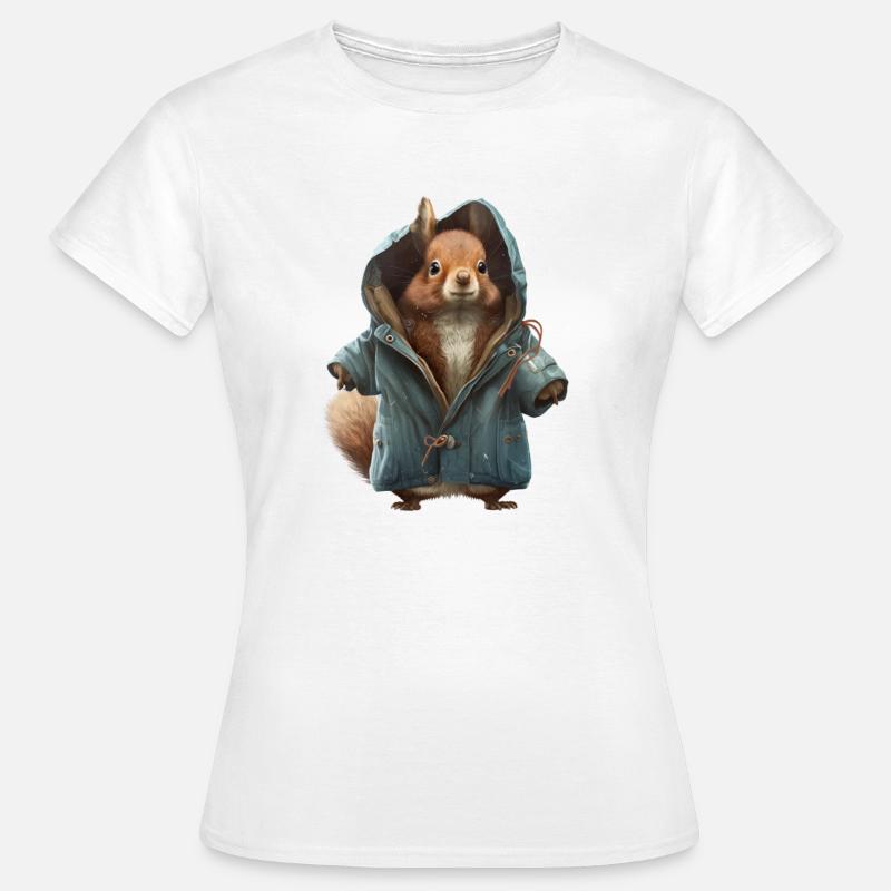 Design with a squirrel wearing a jacket - Women's T-Shirt - white