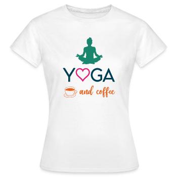 Yoga et café - T-shirt Femme - blanc - Devant - AI Model Female 172 dark (172cm)