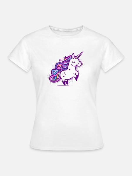 Skurriles Regenbogen-Einhorn-Design - Frauen T-Shirt - Weiß