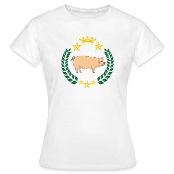 Schwein im Lorbeerkranz befleckt - Frauen T-Shirt - Weiß - Vorne - AI Model Female 172 dark (172cm)