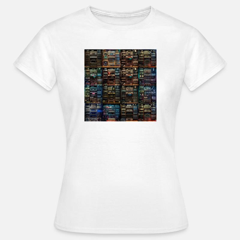 Vintage Audio Stack Collage - Women's T-Shirt - white