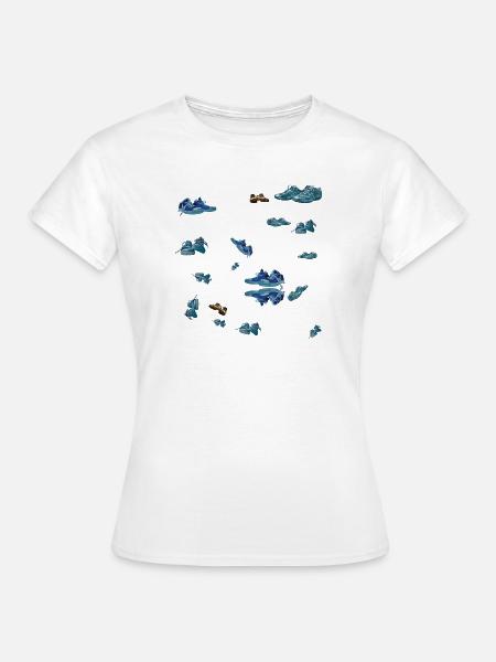 Blauer Sneaker Streu Muster  - Frauen T-Shirt - Weiß