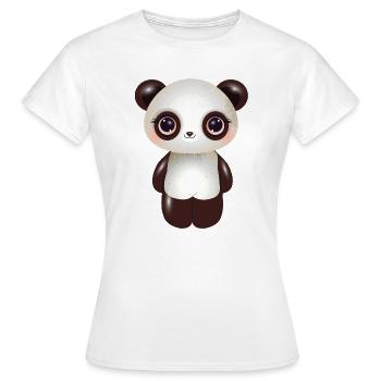 niedlicher Panda mit rosa Wangen im Comic Stil - Frauen T-Shirt - Weiß - Vorne - AI Model Female 172 dark (172cm)