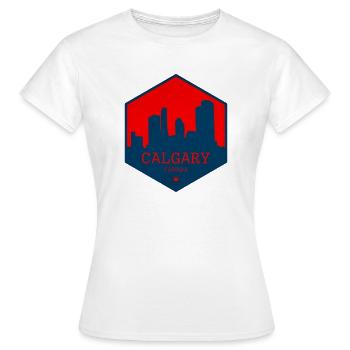 Calgary Skyline, Canada – Conception de l’emblème urbain - T-shirt Femme - blanc - Devant - AI Model Female 172 dark (172cm)