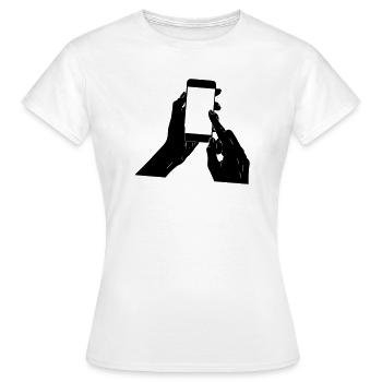 Smartphone dans vos mains - T-shirt Femme - blanc - Devant - AI Model Female 172 dark (172cm)