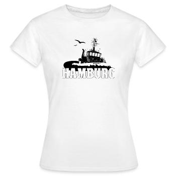 Remorqueurs dans le port de Hambourg - T-shirt Femme - blanc - Devant - AI Model Female 172 dark (172cm)