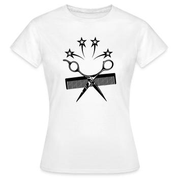 Star ciseaux peigne coiffeur - T-shirt Femme - blanc - Devant - AI Model Female 172 dark (172cm)