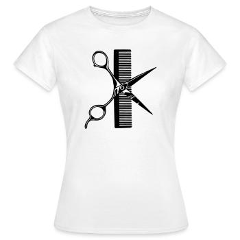 Peigne à ciseaux - T-shirt Femme - blanc - Devant - AI Model Female 172 dark (172cm)