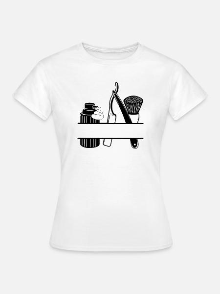 Rasiercreme, Messer und Pinsel, Logo-Rasur - Frauen T-Shirt - Weiß