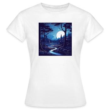 Paysage forestier surréaliste la nuit - T-shirt Femme - blanc - Devant - AI Model Female 172 dark (172cm)
