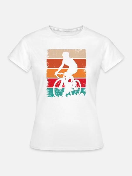 Retro Sonnenuntergang Radfahrer Silhouette - Frauen T-Shirt - Weiß