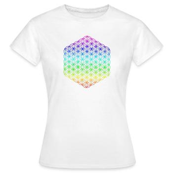 Flower of Life - 5th Dimension - Mandala - Women's T-Shirt - white - Front - AI Model Female 172 dark (172cm)