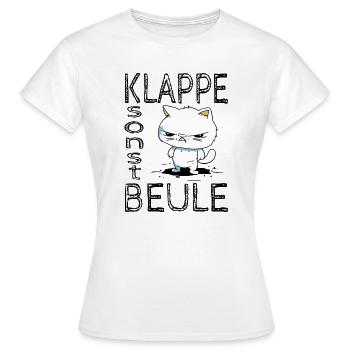 Klappe sonst Beule - Frauen T-Shirt - Weiß - Vorne - AI Model Female 172 dark (172cm)