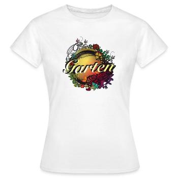 bunter Garten in Jugendstil Glasfenster Optik - Frauen T-Shirt - Weiß - Vorne - AI Model Female 172 dark (172cm)
