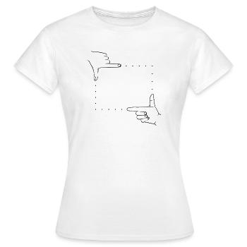 Détail de l’image des signaux de la main - T-shirt Femme - blanc - Devant - AI Model Female 172 dark (172cm)