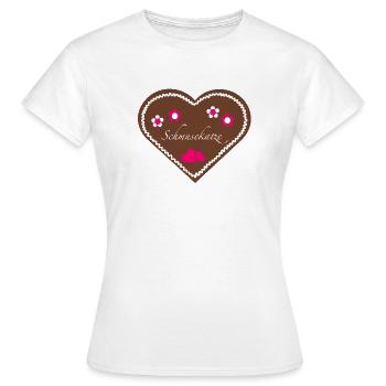 "Jahrmarkt-Liebe" - Schmusekatze pink - Frauen T-Shirt - Weiß - Vorne - AI Model Female 172 dark (172cm)