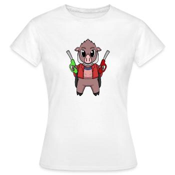 Préposé à la station-service Sanglier-service - T-shirt Femme - blanc - Devant - AI Model Female 172 dark (172cm)