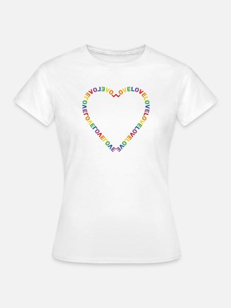 Regenbogen Herz Love LGBTQ+ - Frauen T-Shirt - Weiß
