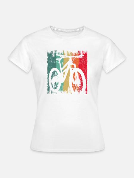 Regenbogen Grunge Fahrrad Silhouette - Frauen T-Shirt - Weiß