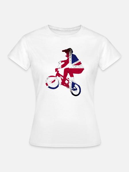Union Jack Radfahrer-Silhouette - Frauen T-Shirt - Weiß