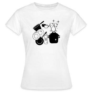 Dishes clean dishwashing logo - Women's T-Shirt - white - Front - AI Model Female 172 dark (172cm)