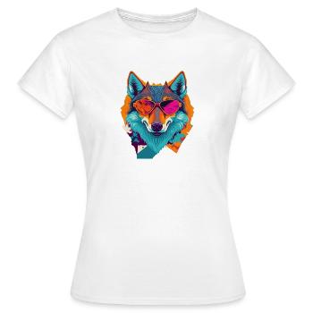 Révolte rétro des loups - T-shirt Femme - blanc - Devant - AI Model Female 172 dark (172cm)