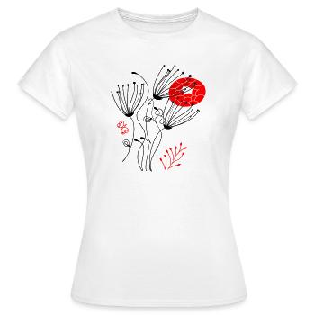 filigree delicate flowers, Flowers - Women's T-Shirt - white - Front - AI Model Female 172 dark (172cm)