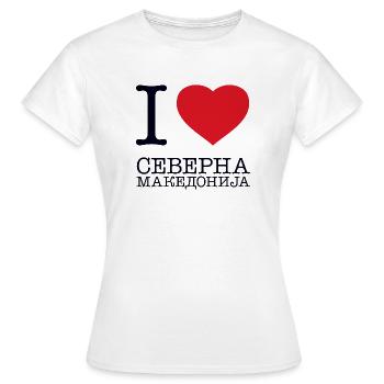 I LOVE NORTH MACEDONIA Nordmazedonien - Frauen T-Shirt - Weiß - Vorne - AI Model Female 172 dark (172cm)