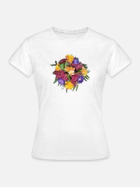 Gelb-Lila Rosenstrauß Mix - Frauen T-Shirt - Weiß